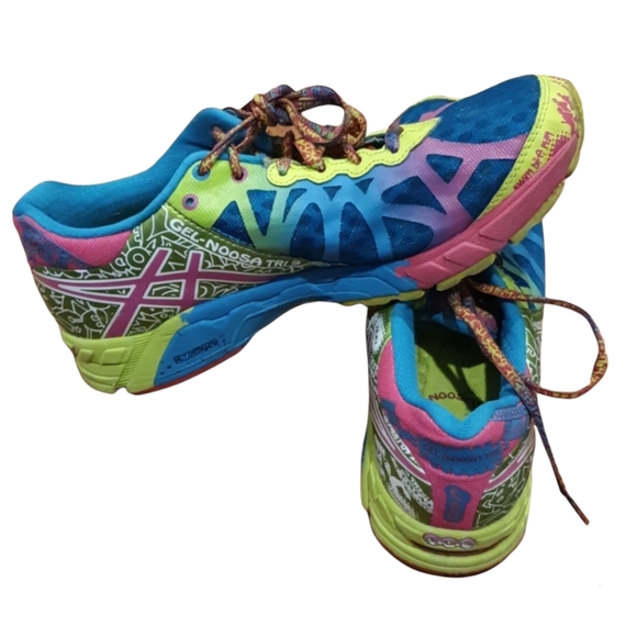 Asics Shoes - ASICS Gel Noosa Tri 9 Blue Pink Fluro Green Womens Running Shoes Size US 7.5